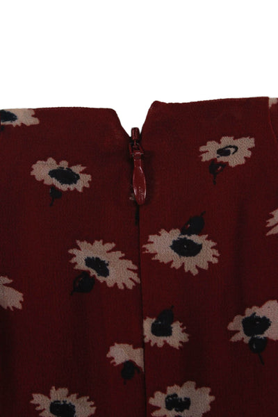 Madewell Women Fit & Flare Wrap Dress Red Floral V-Neck Short Sleeve Size 00