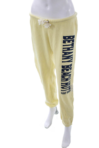 Ocean Drive Women Jogger Sweatpants Yellow Drawstring Graphic Beach Size M