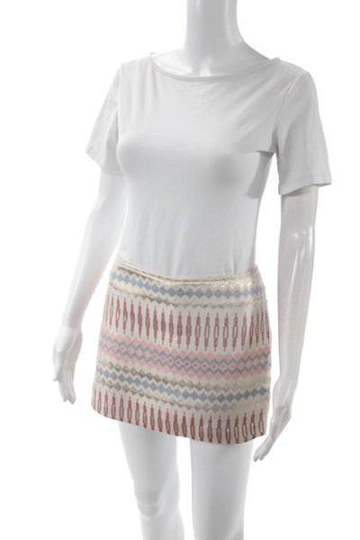 BCBGeneration Womens Beige Geometric Mini Skort Size 8