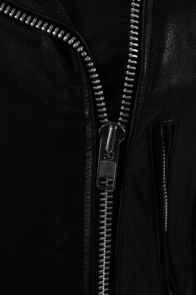Unik Premium Women Biker Jacket Black Zip Collared Long Sleeve Size S