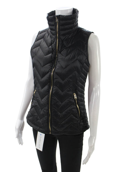 Calvin Klein Women Puffer Quilted Jacket Black High Neck Zip Size S