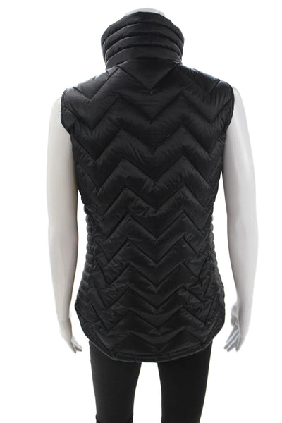 Calvin Klein Women Puffer Quilted Jacket Black High Neck Zip Size S