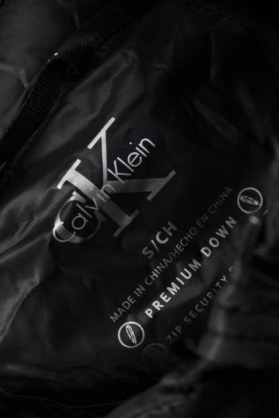 Calvin Klein Women Puffer Quilted Jacket Black High Neck Zip Size S