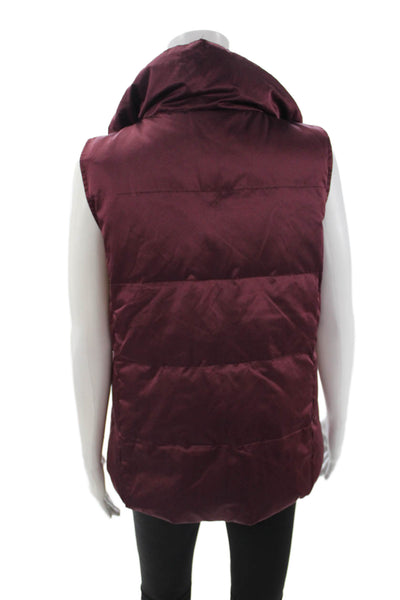 J Jill Womens Puffer Quilted Jacket Purple High Neck Snap Nylon Size S