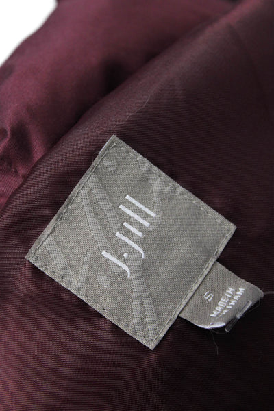 J Jill Womens Puffer Quilted Jacket Purple High Neck Snap Nylon Size S