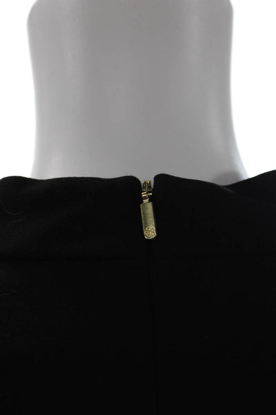 Trina Turk Women Black V Neck Shift Dress Short Sleeve Zip Size 12
