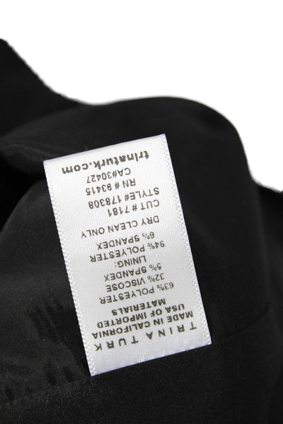 Trina Turk Women Black V Neck Shift Dress Short Sleeve Zip Size 12