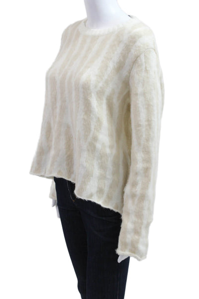 Wooden Ships Unisex Animal Print Mohair Blend Pullover Sweater Beige Size S
