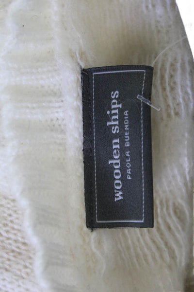 Wooden Ships Unisex Animal Print Mohair Blend Pullover Sweater Beige Size S