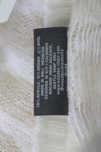 Wooden Ships Unisex Animal Print Mohair Blend Pullover Sweater Beige Size S