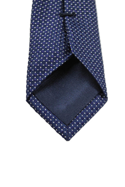 Giorgio Armani Mens Silk Wide Necktie Navy Blue White