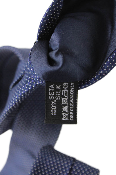 Giorgio Armani Mens Silk Wide Necktie Navy Blue White