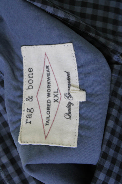 Rag & Bone Mens Plaid Button Down Shirt Blue Size Extra Extra Large