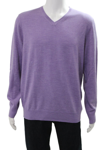 Charles Tyrwhitt Mens Purple Merino Wool V Neck Pullover Sweater Size L