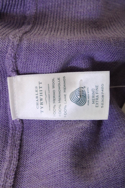 Charles Tyrwhitt Mens Purple Merino Wool V Neck Pullover Sweater Size L