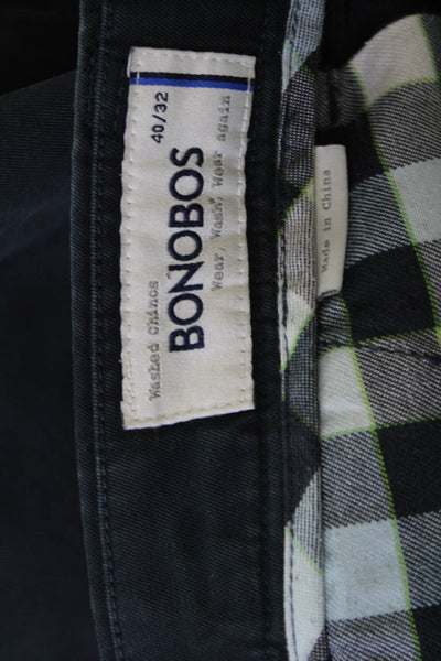 Bonobos Mens Cropped Chino Ankle Pants Dark Blue Button Cotton Blend Size 40