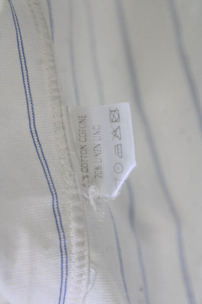 Ermenegildo Zegna Mens Striped Long Sleeve Button-Down Shirt White Size M