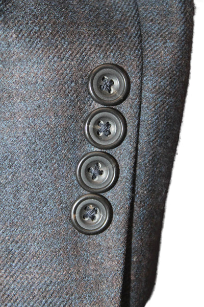 Hickey Freeman Mens Dark Gray Plaid 100% Worsted Wool Suit Jacket Size 40