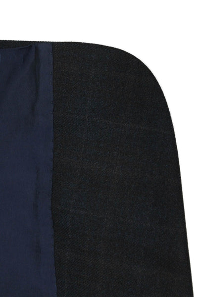 Hickey Freeman Mens Dark Gray Plaid 100% Worsted Wool Suit Jacket Size 40