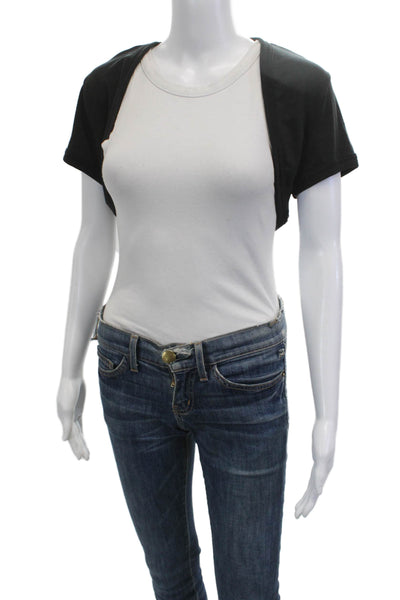 Nike Womens Cropped Short Sleeve Top Black Sports Size L