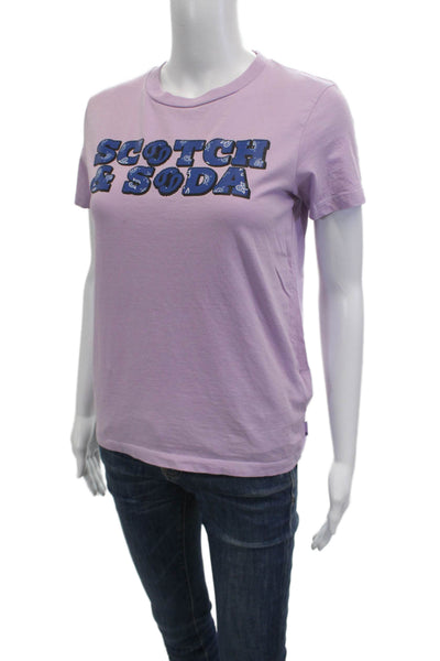 Scotch & Soda Childrens Girls Short Sleeves Tee Shirt Lavender Size 12
