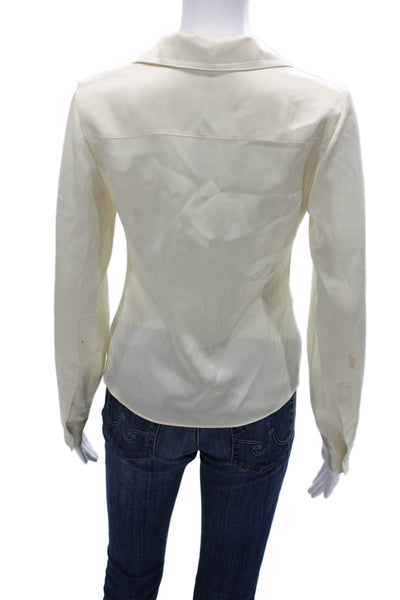 Theory Womens Beige Collared Button Up Blouse Long Sleeve Size PP