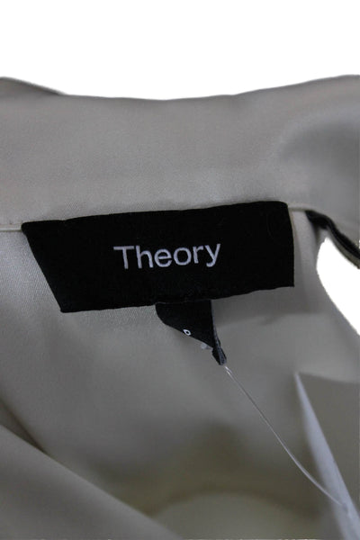 Theory Womens Beige Collared Button Up Blouse Long Sleeve Size PP