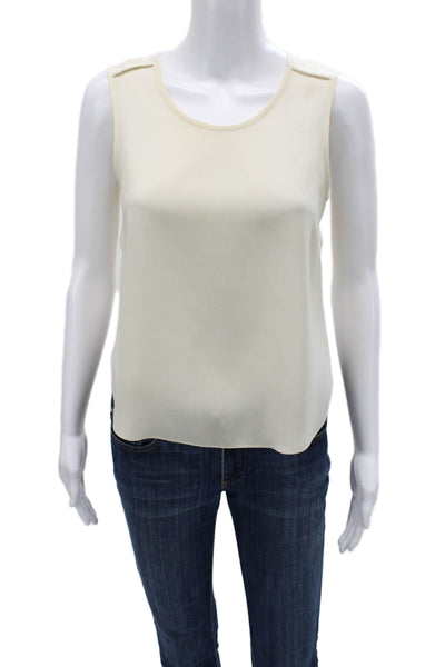 Rag & Bone Women Beige Silk Basic Tank Sleeveless Round Neck Size 2XS
