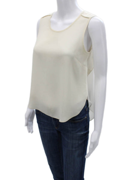 Rag & Bone Women Beige Silk Basic Tank Sleeveless Round Neck Size 2XS