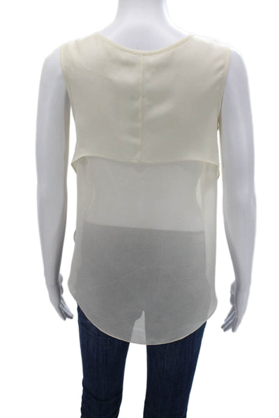 Rag & Bone Women Beige Silk Basic Tank Sleeveless Round Neck Size 2XS