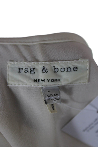 Rag & Bone Women Beige Silk Basic Tank Sleeveless Round Neck Size 2XS