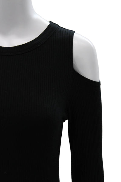 LNA Women 100% Silk Black Long Sleeve Crew Neck T-Shirt Size XS