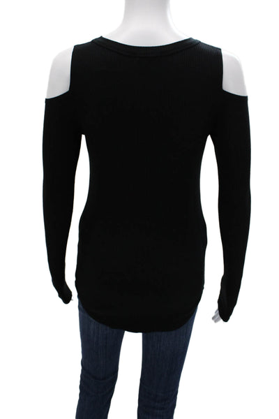 LNA Women 100% Silk Black Long Sleeve Crew Neck T-Shirt Size XS