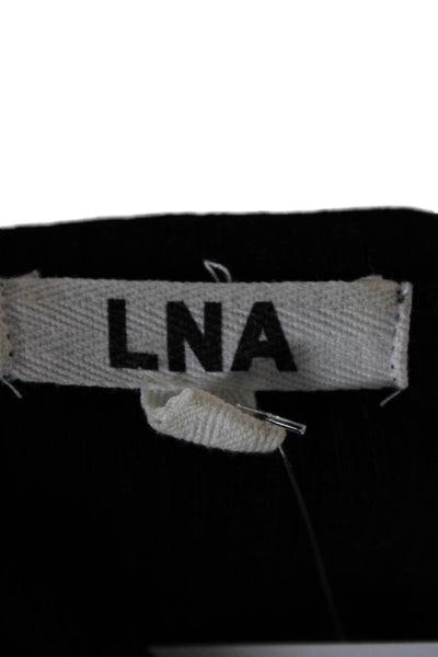LNA Women 100% Silk Black Long Sleeve Crew Neck T-Shirt Size XS