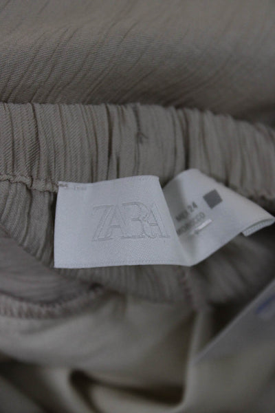 Zara Women Sweatpants Beige Drawstring Viscose Polyamide Size XS