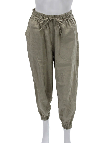 Zara Womens Jogger Pants Beige Drawstring Army Polyester Fall Size XS