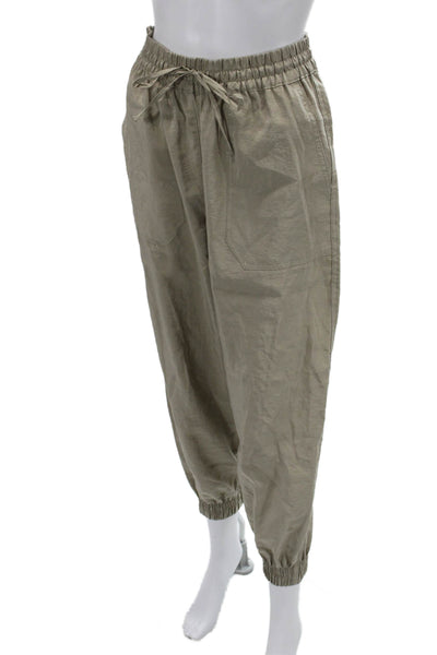 Zara Womens Jogger Pants Beige Drawstring Army Polyester Fall Size XS