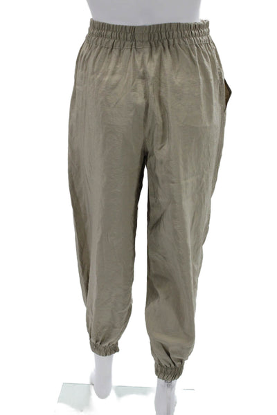 Zara Womens Jogger Pants Beige Drawstring Army Polyester Fall Size XS