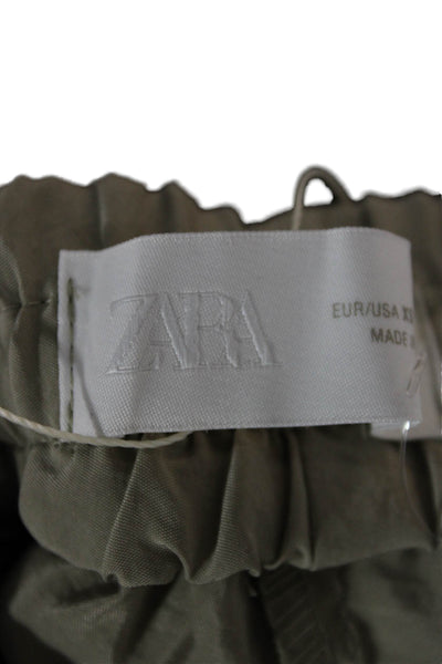 Zara Womens Jogger Pants Beige Drawstring Army Polyester Fall Size XS