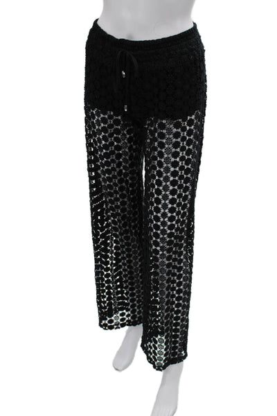 Poupette St. Barth Womens Black Geometric Cotton Drawstring Pants Size S