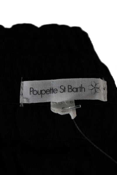 Poupette St. Barth Womens Black Geometric Cotton Drawstring Pants Size S