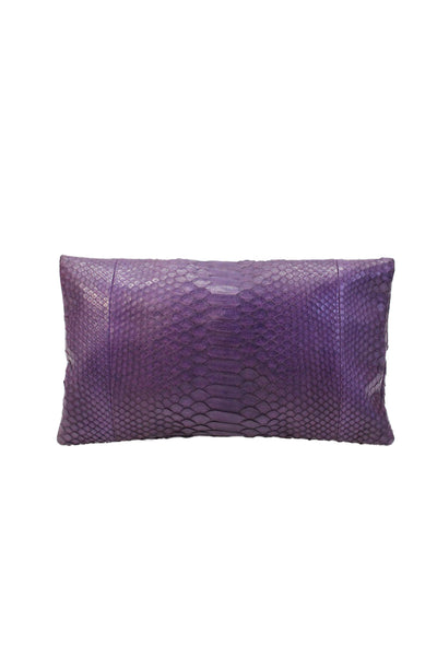 Designer Womens Python Magnetic Closure Clutch Handbag Solid Purple