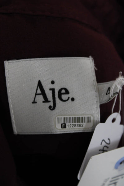 Aje Women Shirt Dress Purple Cotton Long Sleeve Mini Zip Size 4