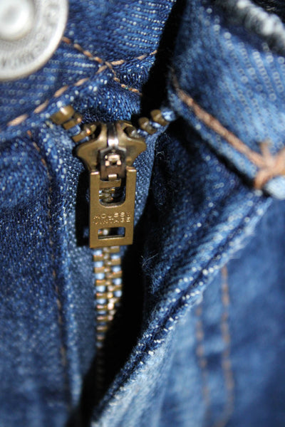 Moussy Womens Boyfriend Cropped Ankle High Rise Jeans Dark Blue Button Size 28