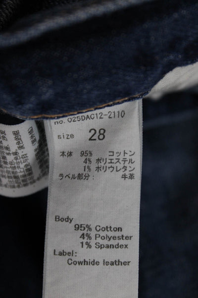 Moussy Womens Boyfriend Cropped Ankle High Rise Jeans Dark Blue Button Size 28