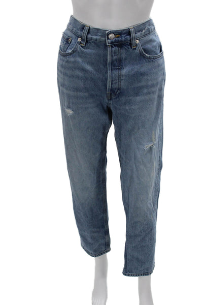 Everlane Women Mom Straight Jeans Blue Organic Cotton High Rise Size 26