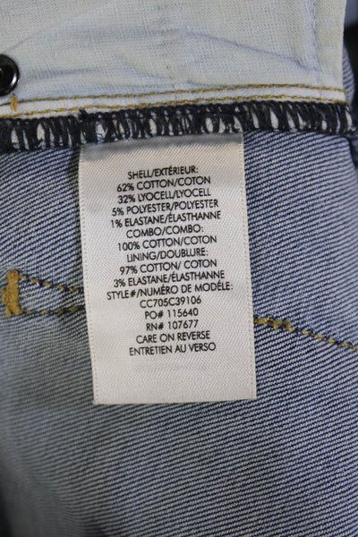 Alice + Olivia Women Cropped Wide Leg Jeans Blue Mid Rise Button Aztec Size 24