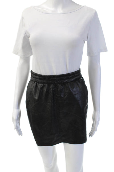Babaton Womens Mini Pencil Skirt Black Polyurethane Size XS
