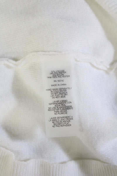 Sioni Womens Basic Linen Collared Button Up Sweater White Long Sleeve Size L