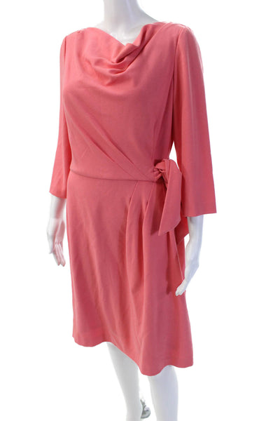 Tahari Womens Sheath Wrap Dress 3/4 Sleeve Pink Size 12